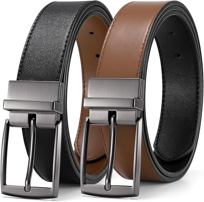XZQTIVE Reversible Leather Belts for Women with Rotated Metal Buckle Fashion Women Belts | Amazon (US)