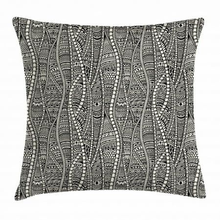 Black and White Throw Pillow Cushion Cover, Rich Etnic Ornament with Tribal African Motifs Artistic  | Walmart (US)