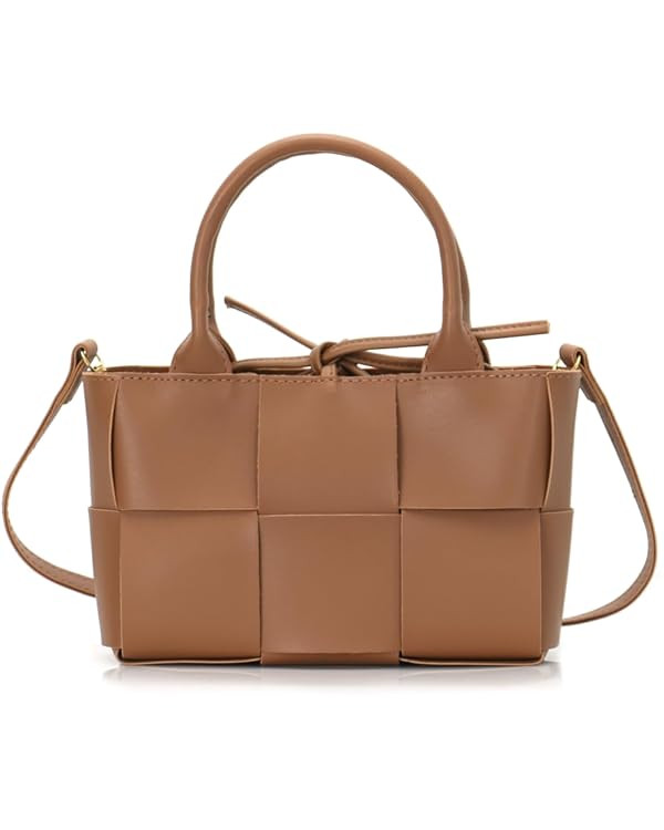 Women Woven Tote Small Crossbody Bag, Weave Handbag Shoulder Bag Built-in Zipper Pursewith Detach... | Amazon (US)