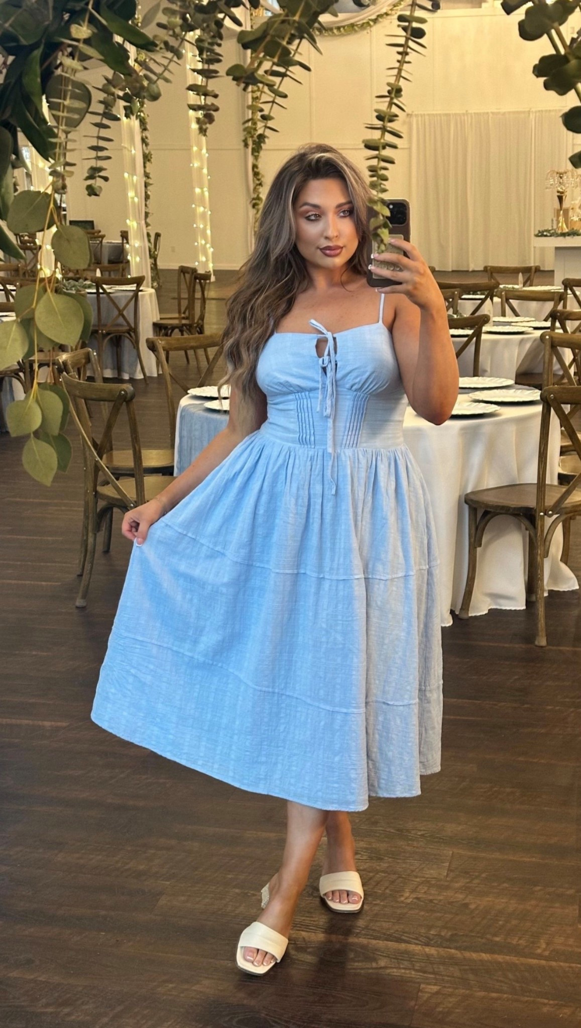The cutest spring guest rehearsal wedding dress. Wearing a size large.#LTKSpringSale 

Comment SHOP below to receive a DM with the link to this post on my LTK ⬇ https://liketk.it/5XRWD #ltkmidsize #ltkootd



#LTKgrwm #LTKMidsize #LTKootd