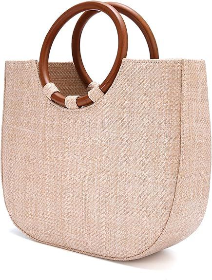 Summer Beach Bag, JOSEKO Women Straw Handbag Shoulder Bag Big Capacity Travel Top Handle Tote Pur... | Amazon (US)