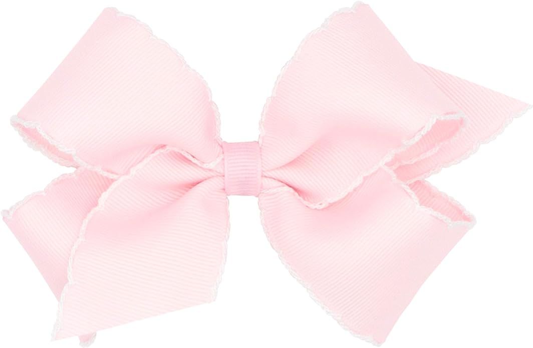 Wee Ones Baby Girls' Medium Classic Grosgrain Moonstitch Hair Bow on a WeeStay Clip | Amazon (US)
