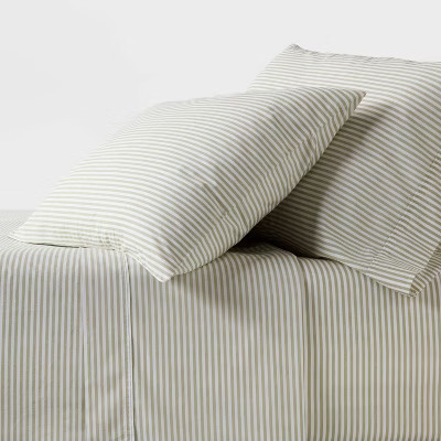 Threshold 250 Thread Count Organic Cotton Percale 4-Piece Sheet Set | eBay US
