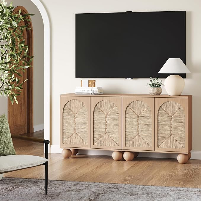 Nathan James Leah Boho TV Stand or Sideboard Cabinet for Kitchen or Living Room with Ball-Style F... | Amazon (US)