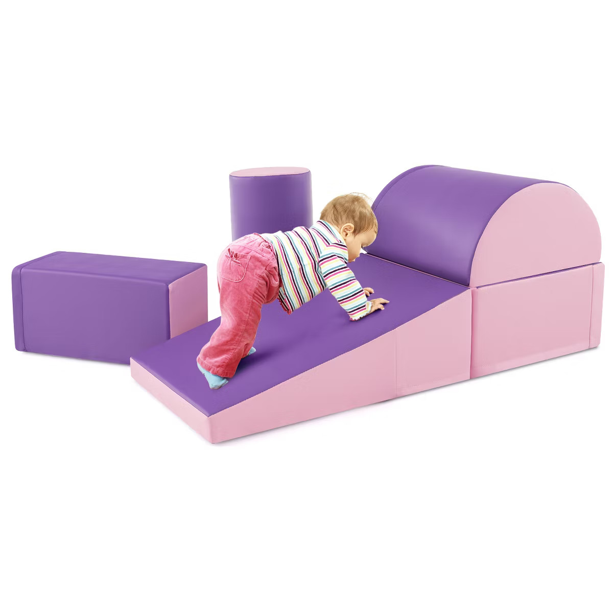Costway 5 PCS Kids Climb & Crawl Activity Playset Soft Foam Block Toddler Play Structure Purple | Target