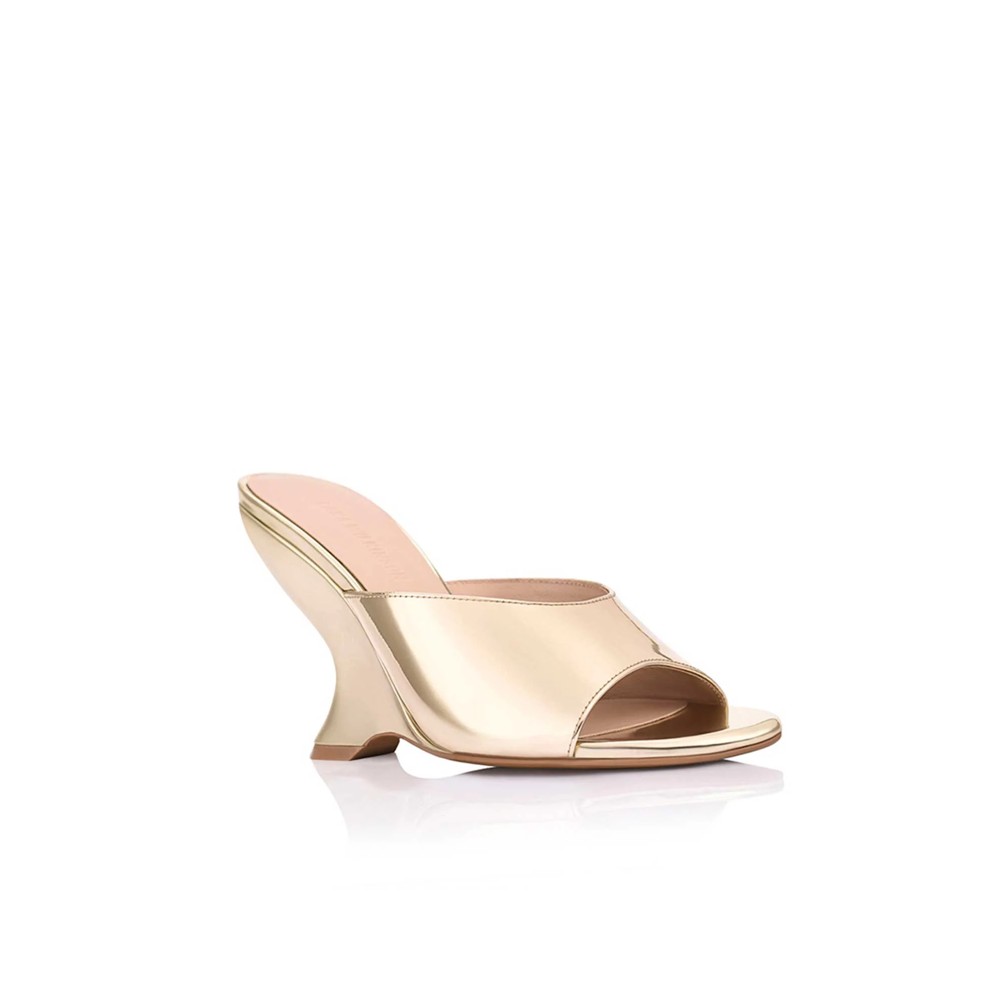 Martha Wedge Heel Sandal Gold Metallic Leather | Lana Wilkinson