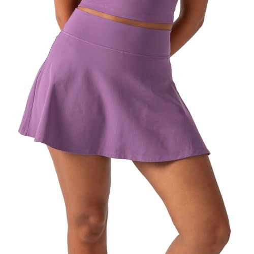 YITTY Active Women's UltraLuxe High-Waist Tennis Skirt with Built-in Shorts, Athleisure, 4-Way-Stretch, Built-in Shorts, Purple Mystique, L | Amazon (US)