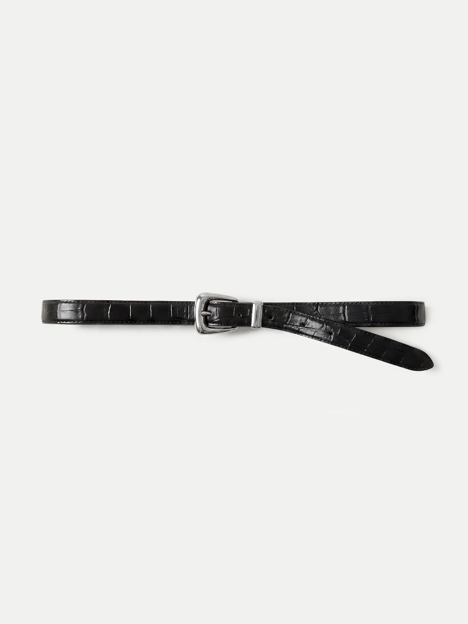 Slim Croc-Embossed Arch Belt | Veronica Beard