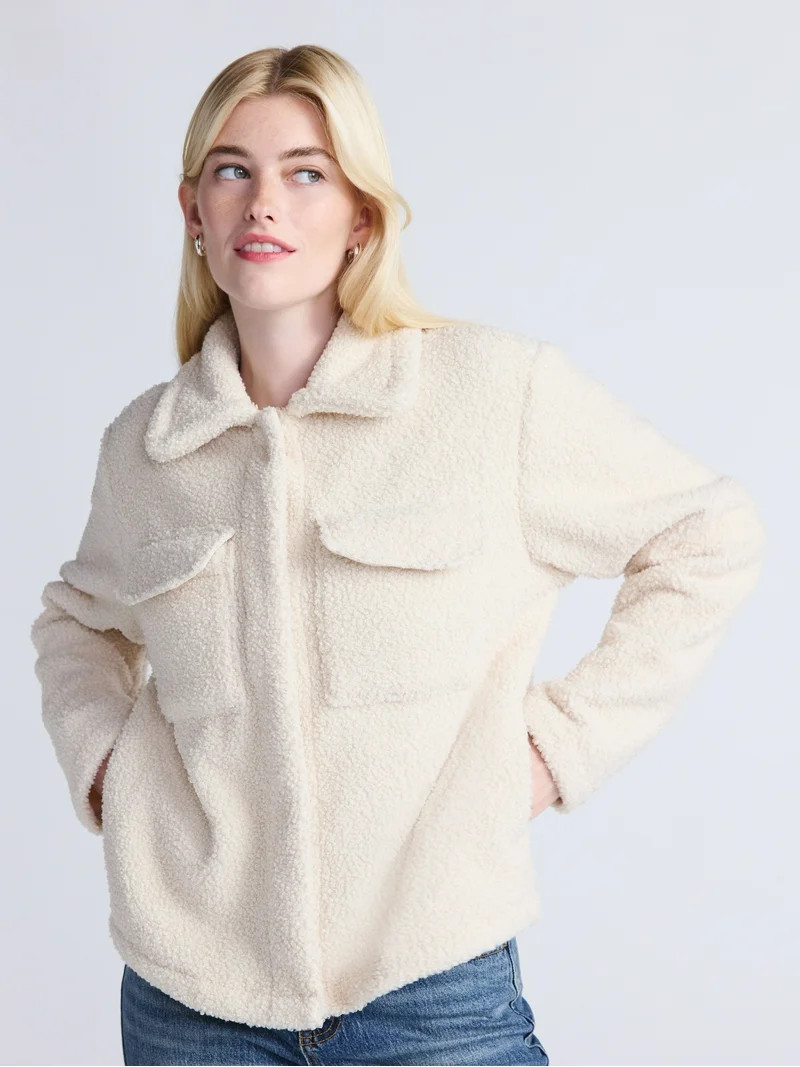 Time and Tru Women's Boucle Trucker Jacket, Midweight, Sizes XS-2X | Walmart (US)