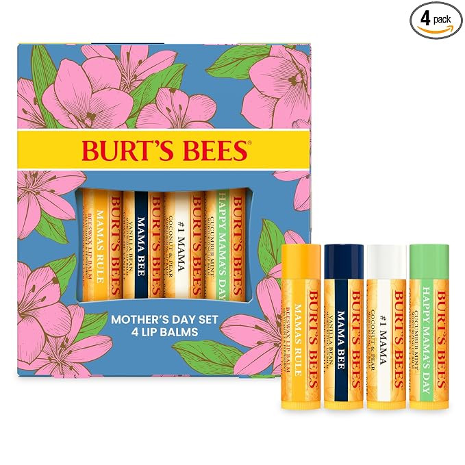 Burt's Bees Gifts Ideas - Balm Bouquet Lip Balm Set, Original Beeswax, Vanilla Bean, Cucumber Min... | Amazon (US)