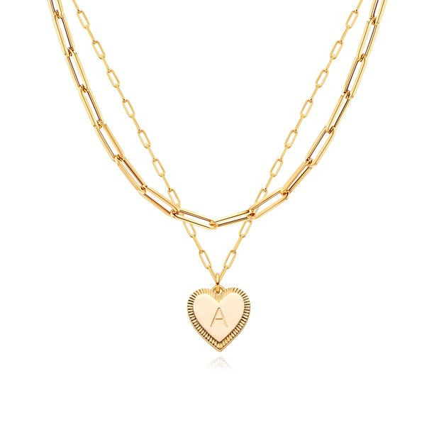 Layered Gold Chain Necklaces for Women Chunky Paperclip Chains with Initial Heart Necklace Trendy... | Walmart (US)