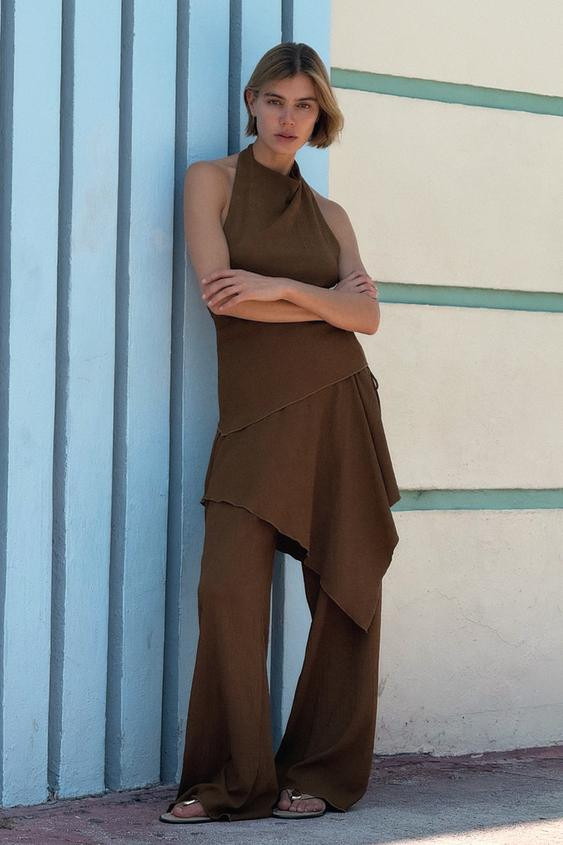 TEXTURED DRAPED HALTER TOP | Zara US