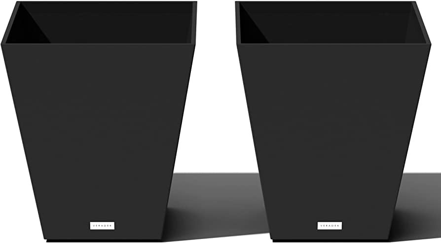 Veradek Nobleton Indoor/Outdoor Wide Square Planter (18 inch - 2 Pack, Black) | Amazon (US)