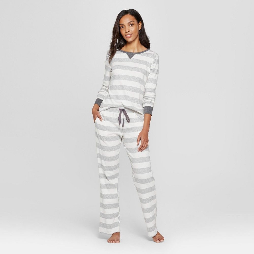 Women's Striped Pajama Set - Gray M, Size: Medium | Target