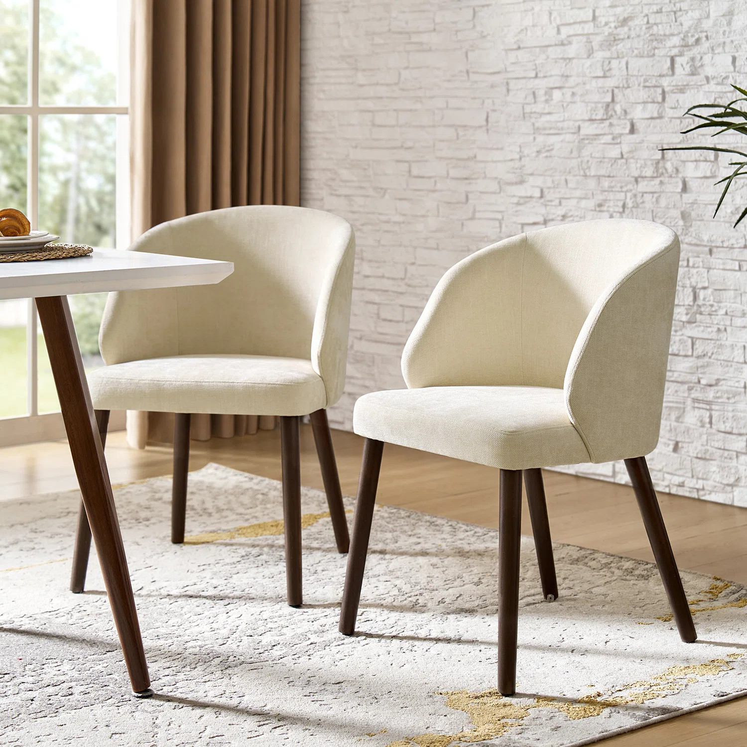 Kanalu Modern Dining Chair With Solid Wood Legs (Set of 2) | Wayfair North America