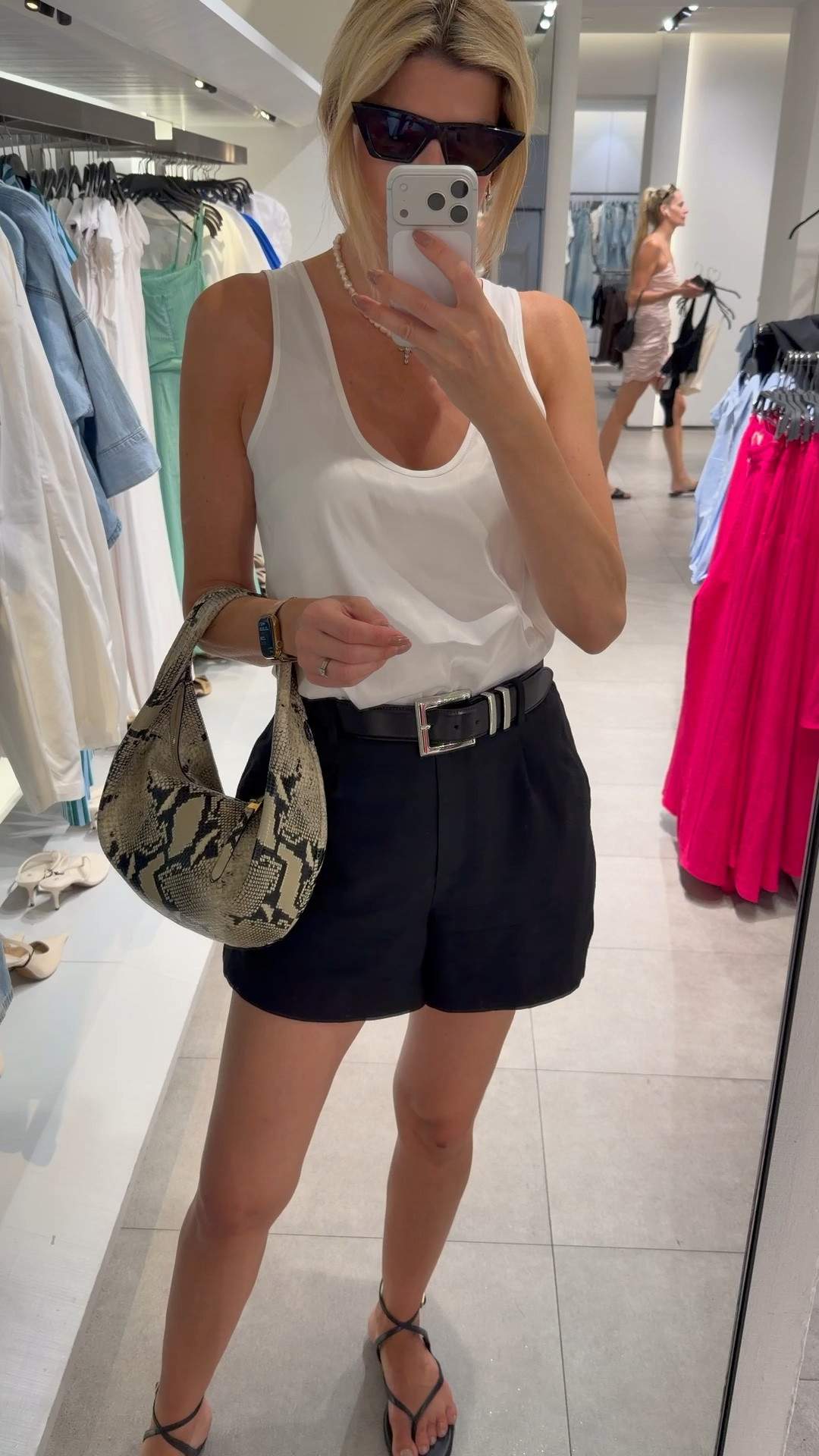 Silk cami, white satin top, white silk top, black shorts, Margaux, Khaite bag,

#LTKuk #LTKsummer #LTKeurope