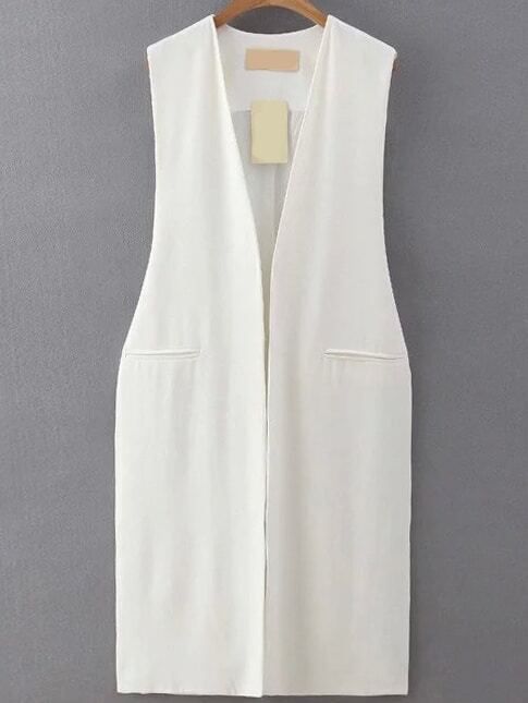 Split Side White Vest | Romwe