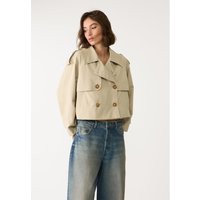 Stradivarius Flowing cropped trench coat Stone S | Stradivarius (UK)
