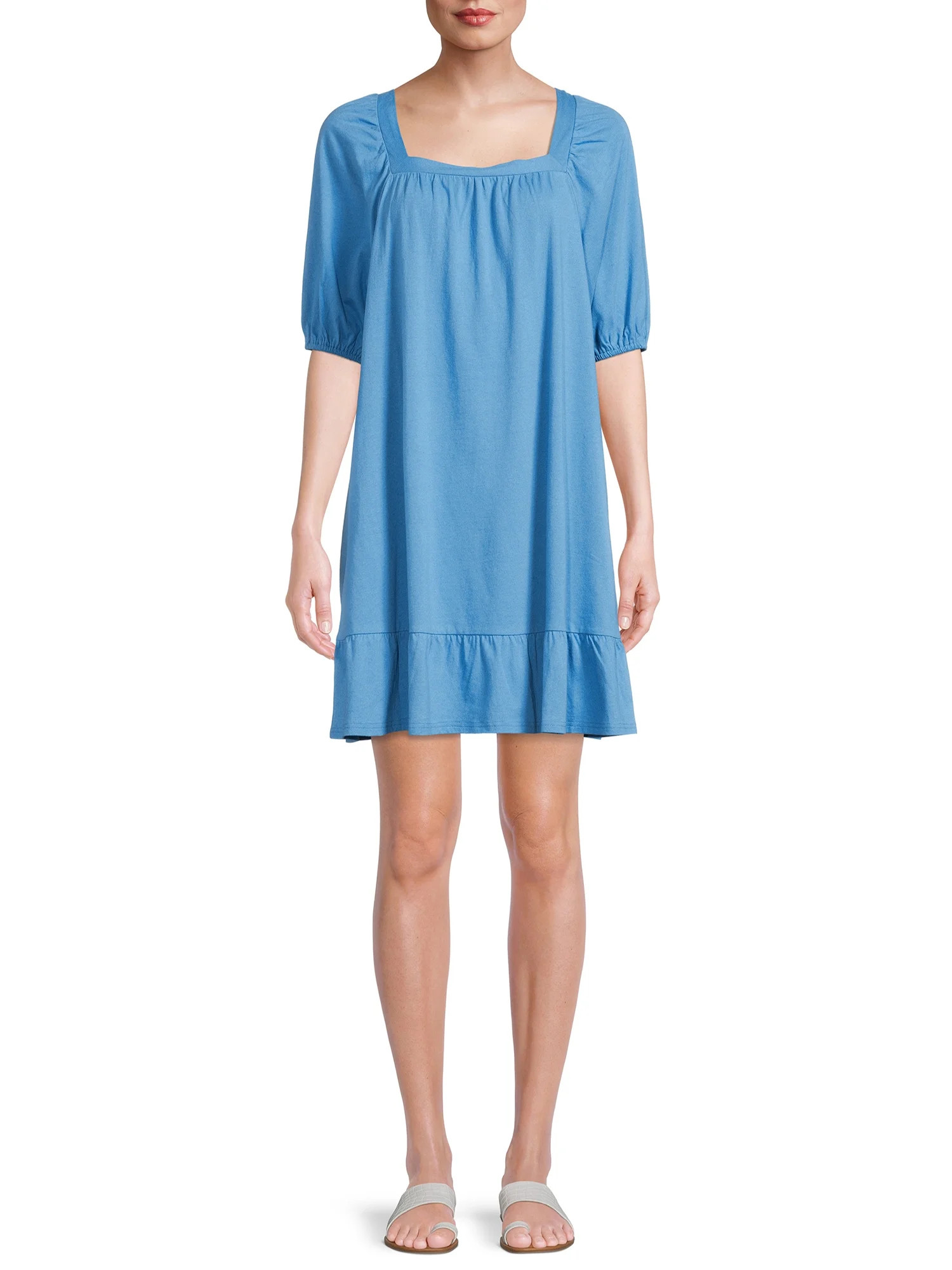 Time and Tru Women's Square Neck Dress | Walmart (US)