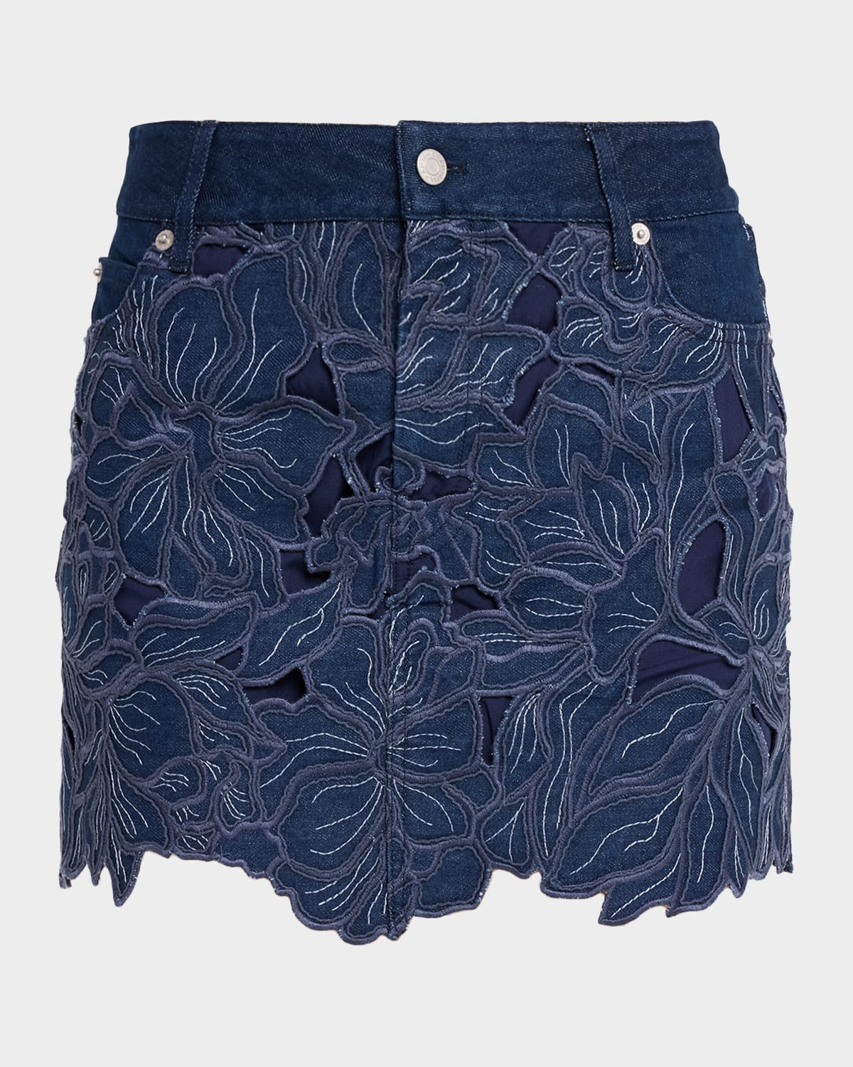 Winnie Floral Denim Mini Skirt | Neiman Marcus