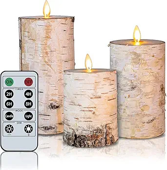 Incredle Real Birch Flameless Candles Moving Flame Battery Operated Candles Set of H4 5" 6" xD3 R... | Amazon (US)