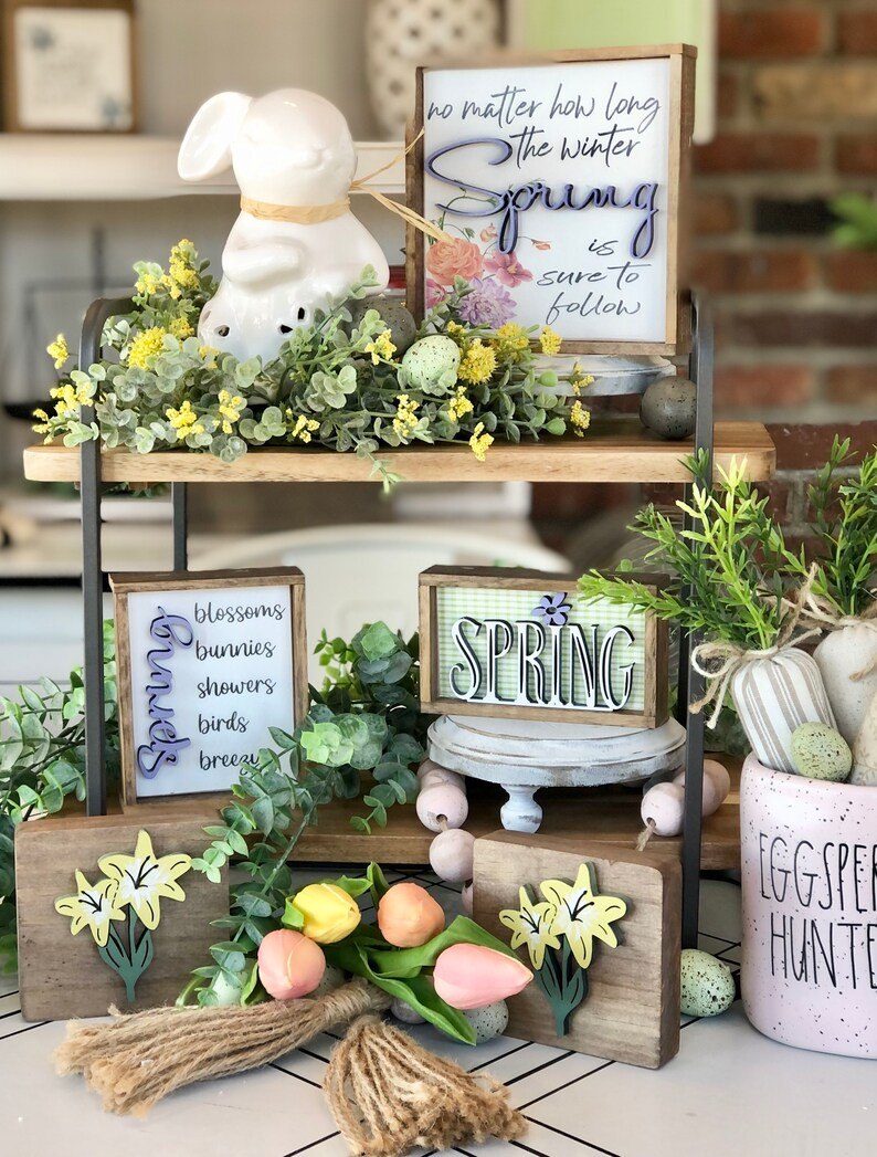 Spring Tiered Tray Mini Sign  Spring Mini Decoration  Spring | Etsy | Etsy (US)