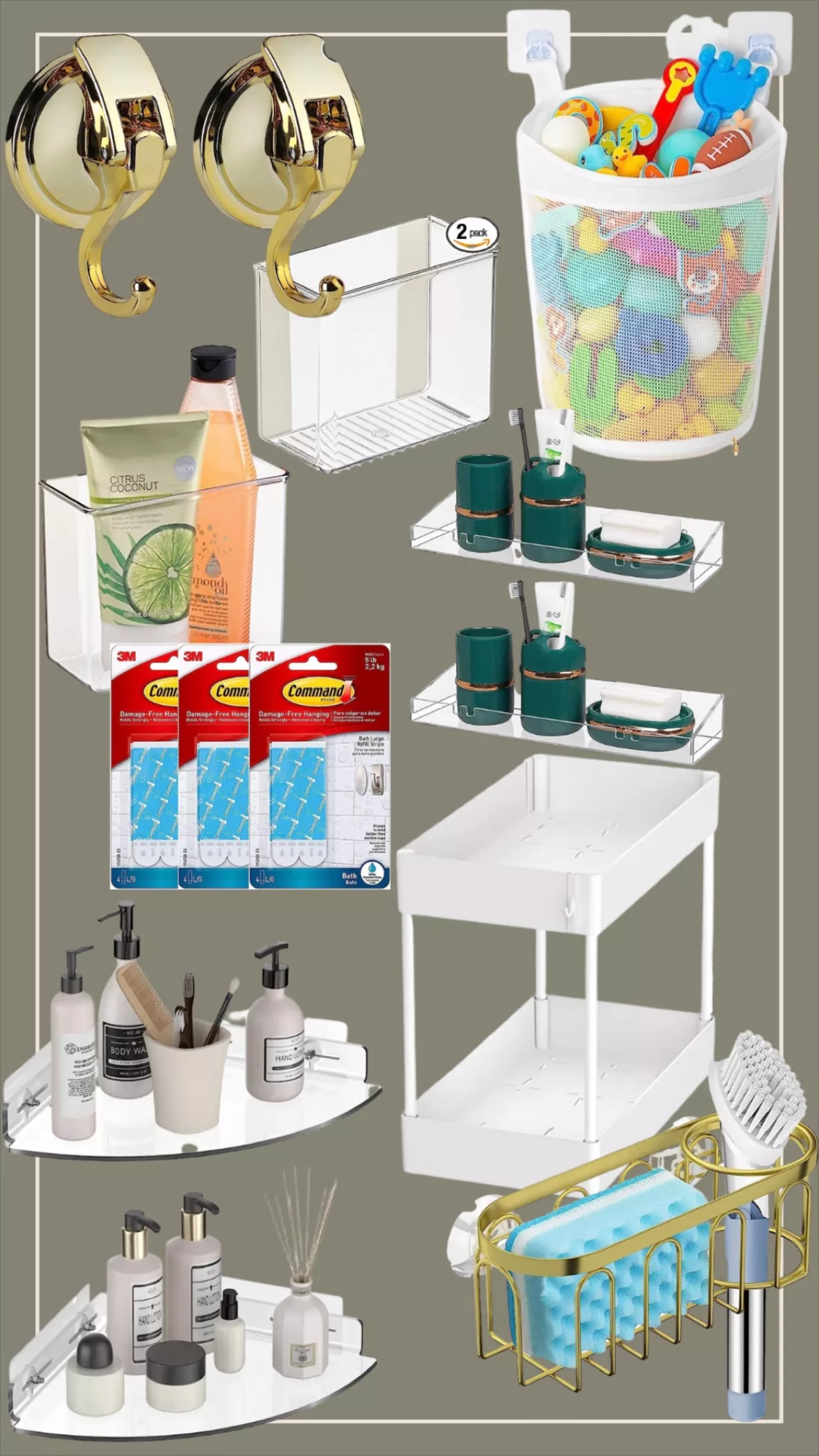 Vdomus 2 Pack Acrylic Bathroom Shelves, No Drilling Adhesive Bathroom