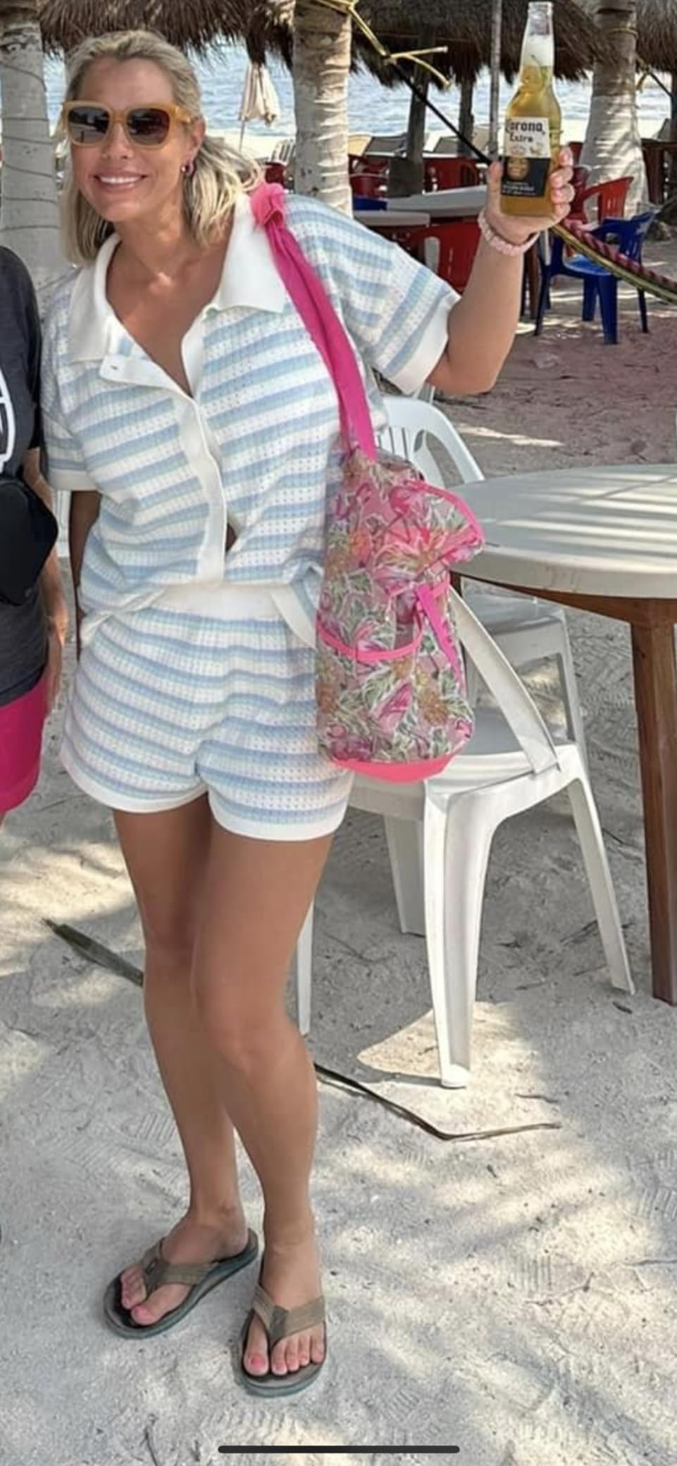 Tankaneo Womens Short Sleeve Striped Pajama Sets Color Block Crochet Knit Button Top and Shorts 2... | Amazon (US)