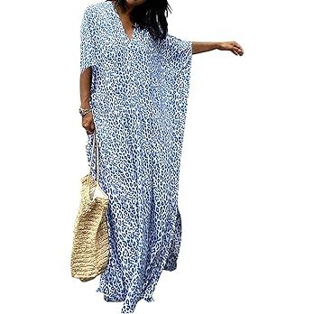 Bsubseach Plus Size Caftans for Women Turkish Kaftan Dresses Leopard Print Beach Cover Up | Amazon (US)