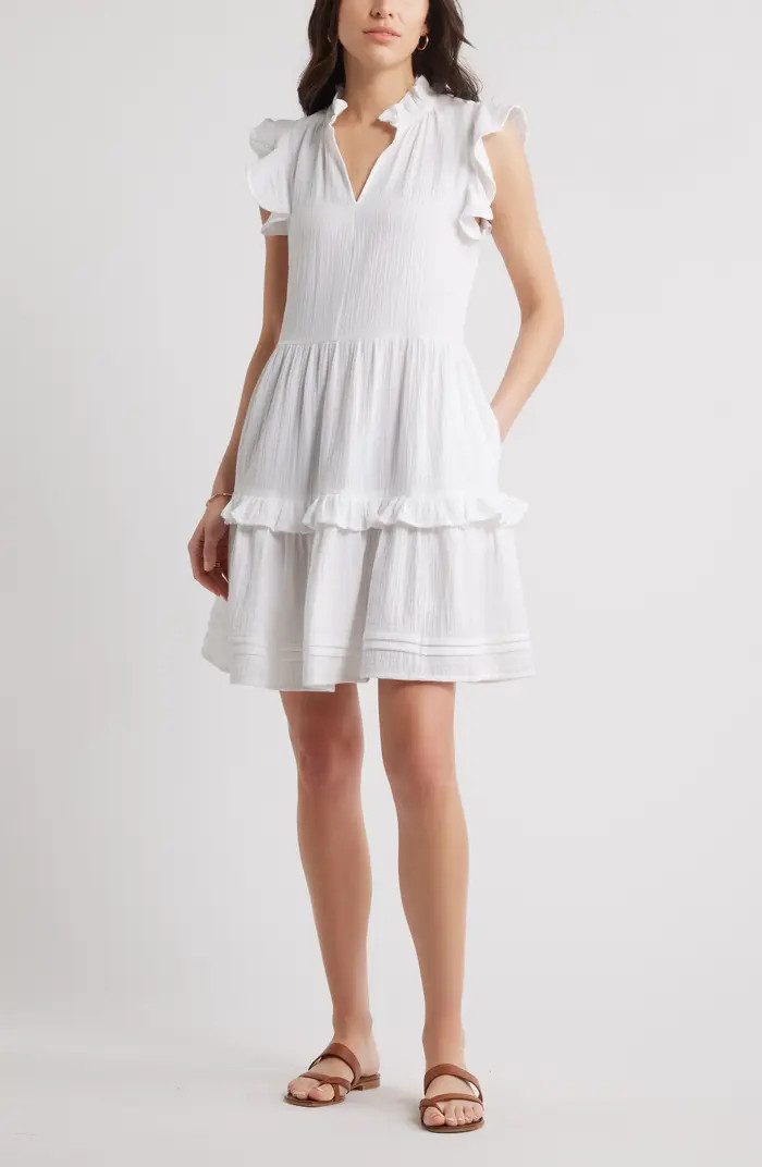 Caslon® Ruffle Duo Cotton Gauze Dress | Nordstrom | Nordstrom