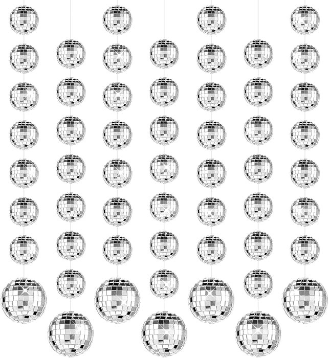 8Strands 4.9 ft Sparkling Disco Ball Party Decorations,Mini Disco Ball Mirror Ornaments Silver Ha... | Amazon (US)