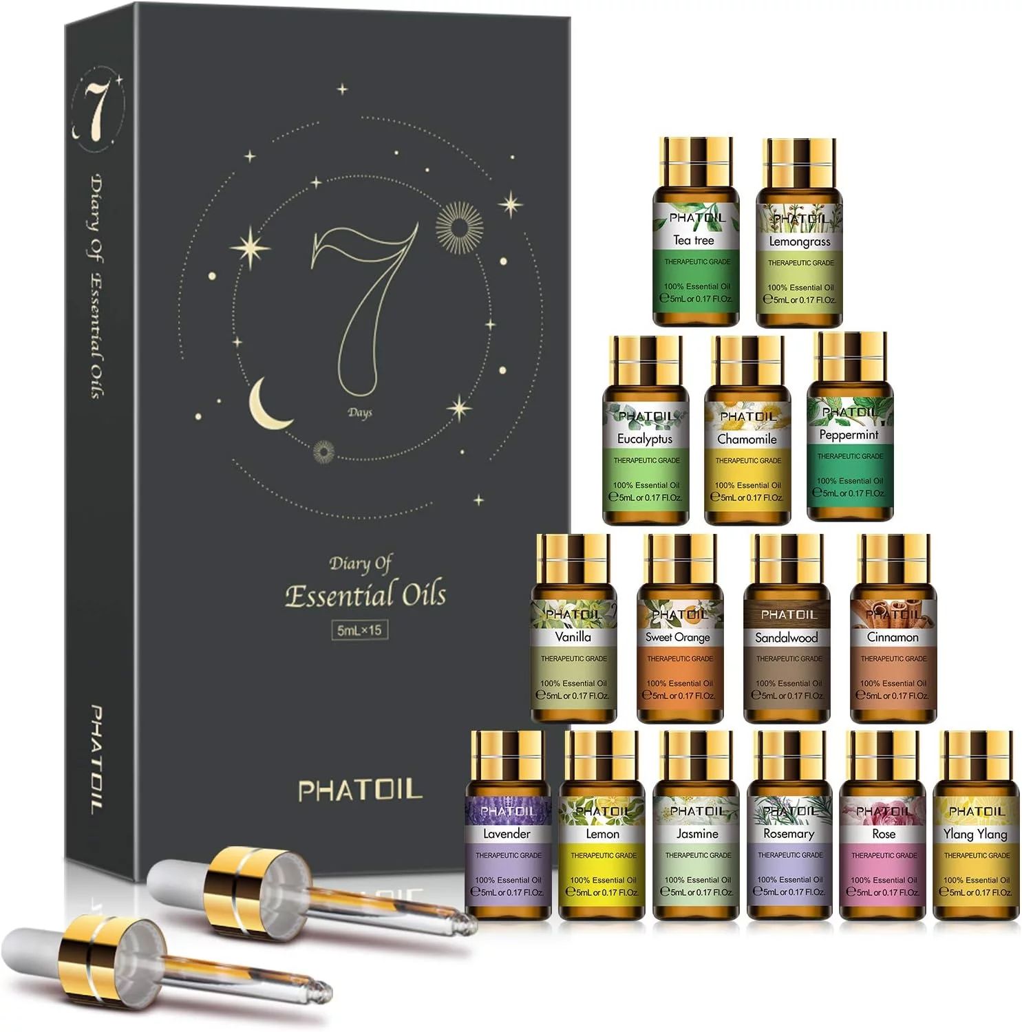 PHATOIL 15pcs x 5ml Essential Oils Gift Set Perfect for Skin & Hair Care, Bath, Relaxation, Ideal... | Walmart (US)