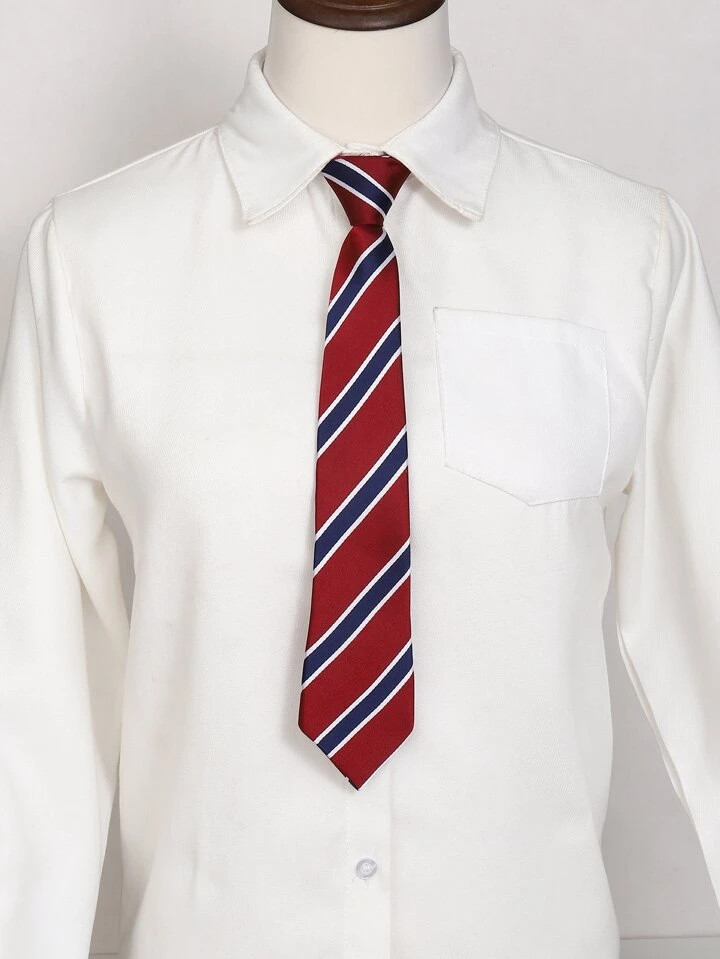 1pc Random Double Color Diagonal Stripe Patterned Women's Fashionable & Simple Necktie | SHEIN