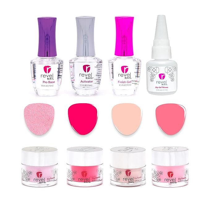 Revel Nail Starter Dip Powder Kit - 4 Color Dip Powder Nail Kit, Manicure Set with Dip Nail Powde... | Amazon (US)