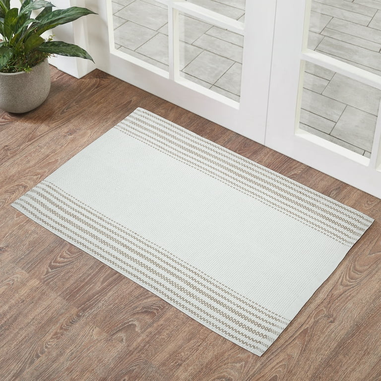 My Texas House Stripe Ivory/Taupe Layering Polyester Indoor/Outdoor Area Rug, 24" x 36" - Walmart... | Walmart (US)