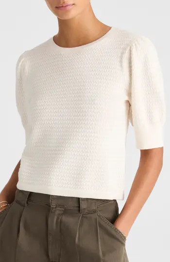 Madewell Puff Sleeve Merino Wool & Silk Sweater in Ivory at Nordstrom Rack, Size Xx-Small | Nordstrom Rack