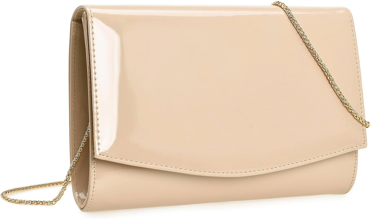 CHARMING TAILOR Patent Leather Flap Clutch Classic Elegant Evening Bag Chic Dress Purse | Amazon (US)