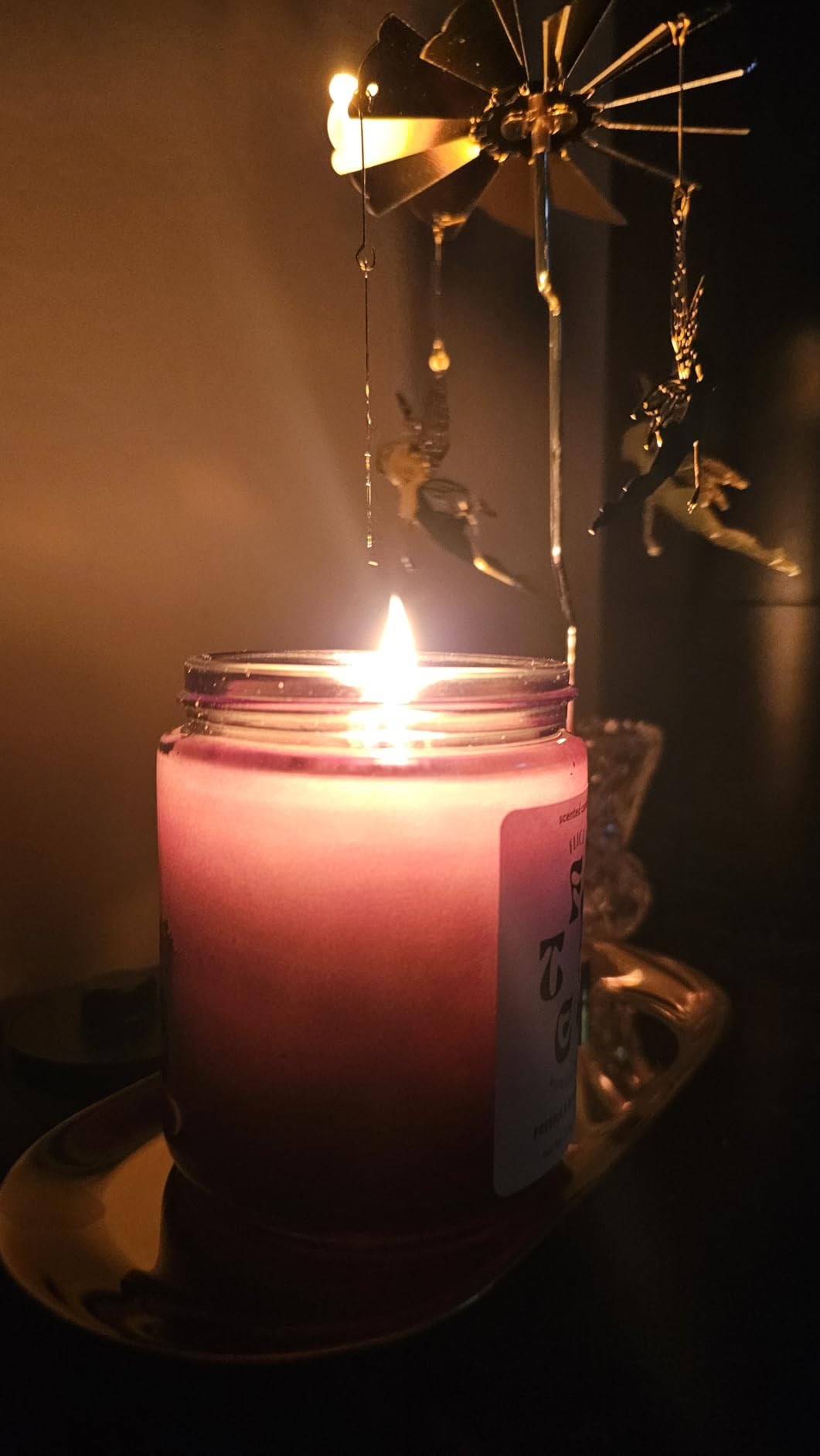 Creahaus Spinning Candle Holder with Tray, Glod Carousel Candle Spinner, Rotating Metal Tea Light... | Amazon (US)