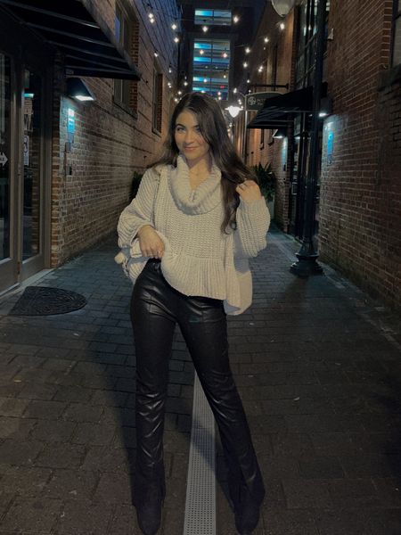 Date night outfit 
Leather pants 
Chunky sweater 

#LTKGiftGuide #LTKunder100 #LTKSeasonal