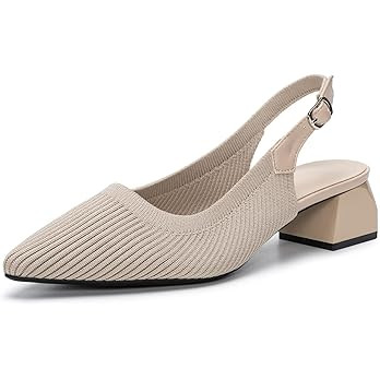 Amazon.com | youngshow Women's Slingback Pumps Comfortable Knitted Pointed Toe Pumps Shoes Women ... | Amazon (US)