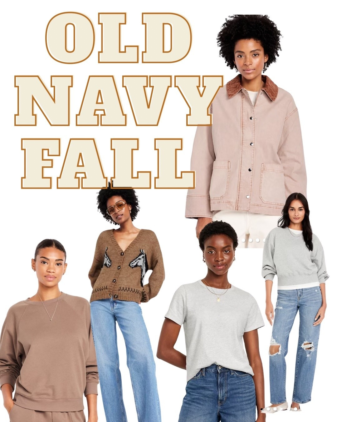 Cozy fall old navy clothes! 

Jeans: I’m in a size 18
Barn coat- 2x
Shirts- XL 