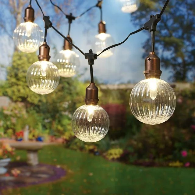 Better Homes & Gardens 10-Count Warm White LED Ribbed Outdoor String Lights | Walmart (US)