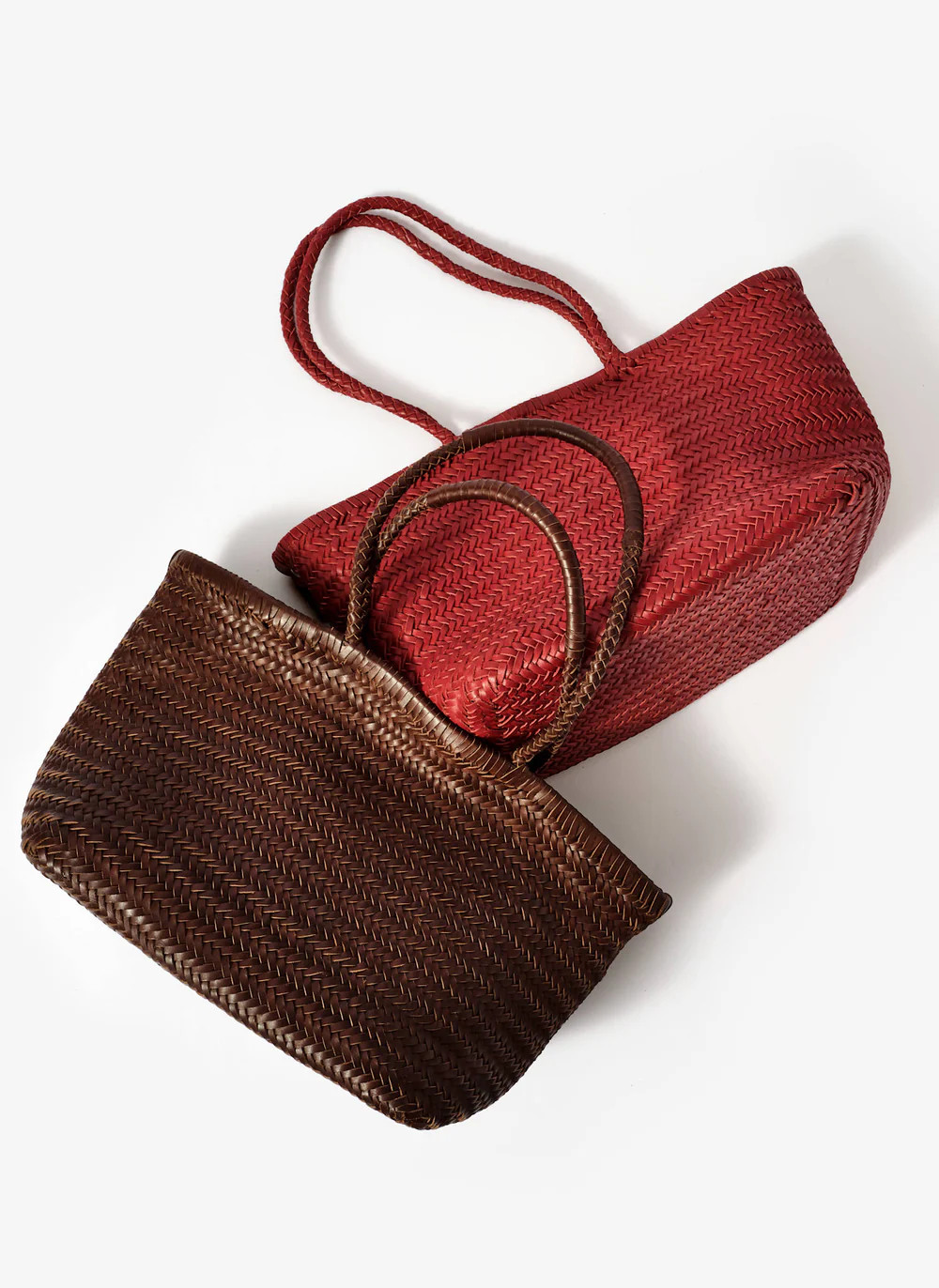 Rae Brown Leather Woven Tote Bag | Mint Velvet