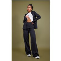 Black Woven High Waisted Tailored Wide Leg Trousers | PrettyLittleThing UK