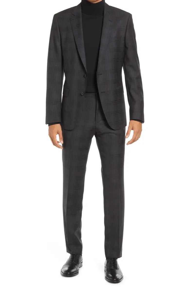 BOSS HUGO BOSS Huge/Genius Trim Fit Grey Plaid Wool Suit | Nordstrom | Nordstrom