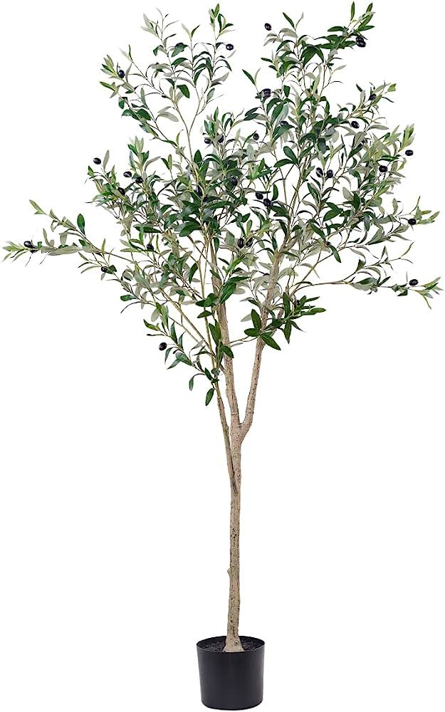 Hobyhoon Artificial Olive Trees Silk Trees Faux Olive 6ft Tall Tree in Potted Oliver Branch Leave... | Amazon (US)