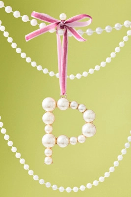 Pearl Monogram Ornament | Anthropologie (US)