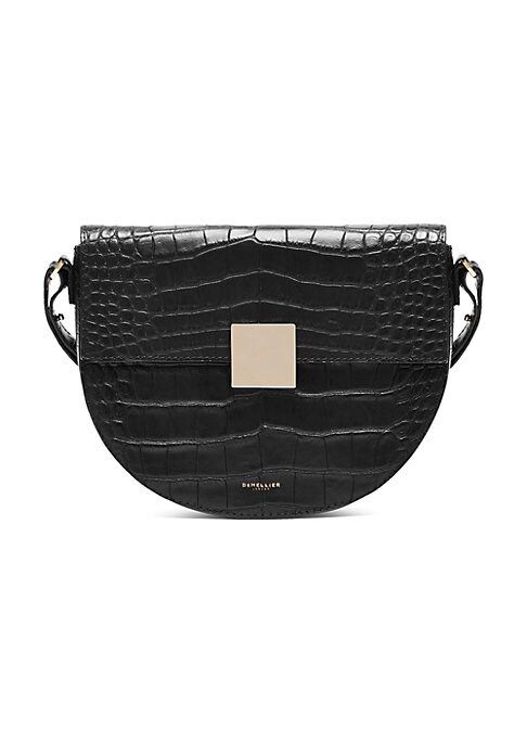 Demellier Women's Oslo Croc-Embossed Leather Crossbody Bag - Black | Saks Fifth Avenue