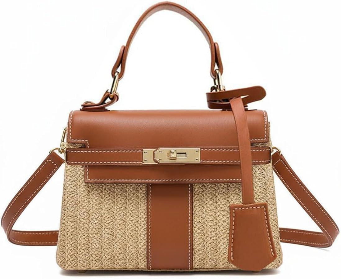 Straw Woven Women's Purse Vacation Box Handbag, Beach Crossbody Bag,Fashion Summer Shoulder Beach... | Amazon (US)