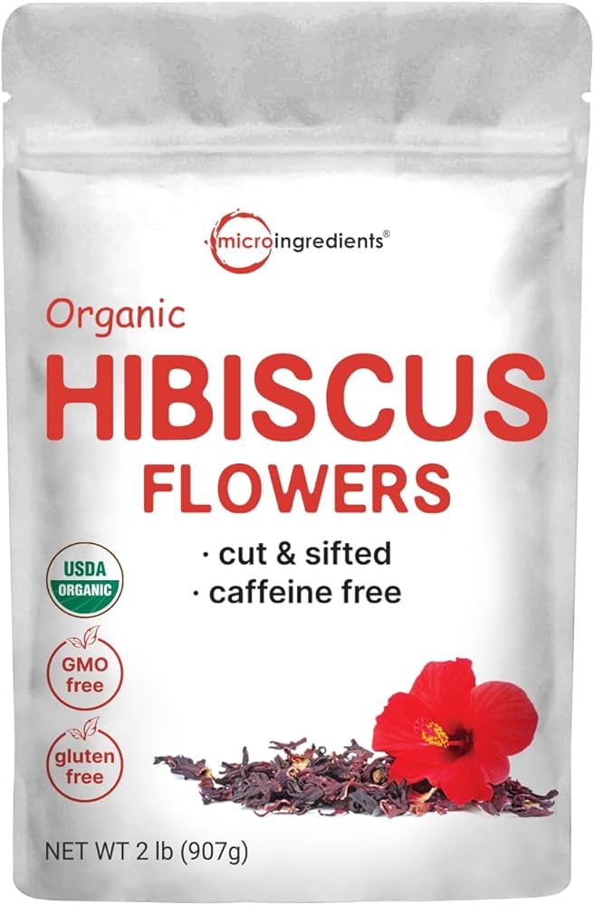 Organic Hibiscus Flowers, 2lbs | Flor de Jamaica, Loose Leaf Flower Source for Tea Bags | Cut & S... | Amazon (US)